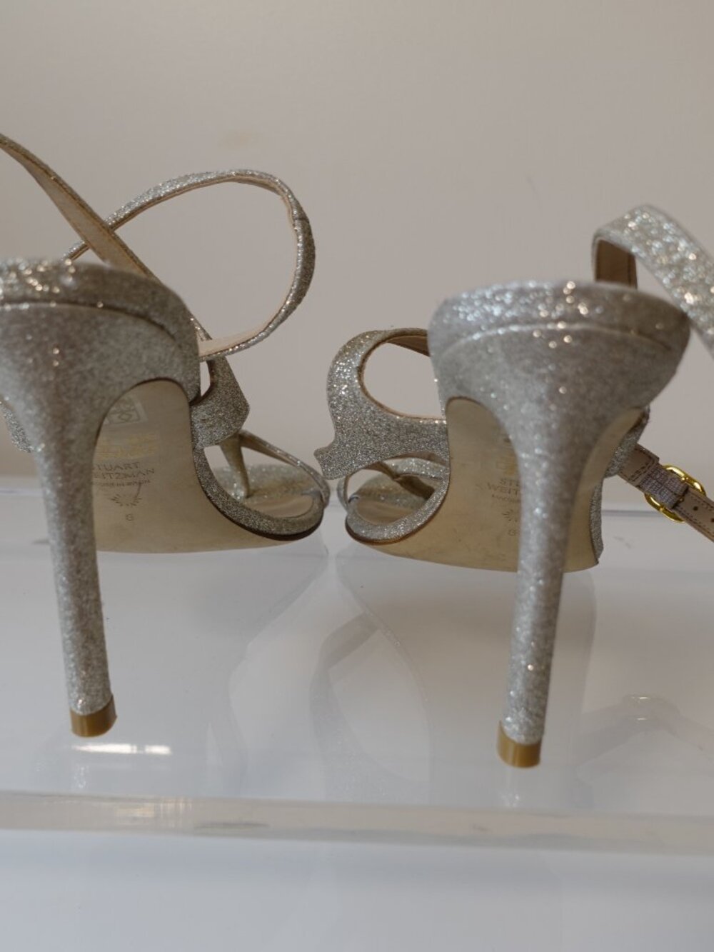 Stuart Weitzman Align 95 Glitter Stiletto Sandals Size 8 Brand New! - Picture 5 of 9